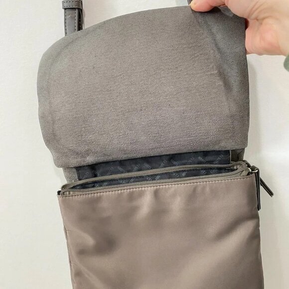 Roots 73 Nylon and Leather Taupe Colored Crossbody Bag with Adjustable Strap - Picture 6 of 16